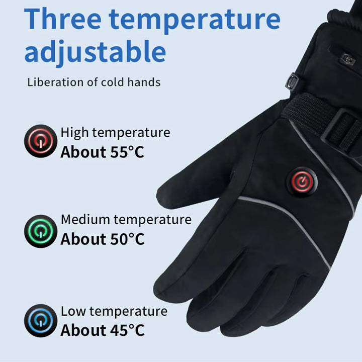 Outdoor Winter Gloves Hand Warmer DC Rechargeable Heated Gloves Touchscreen Waterproof Thermal Gloves for Women Men Ski Hiking