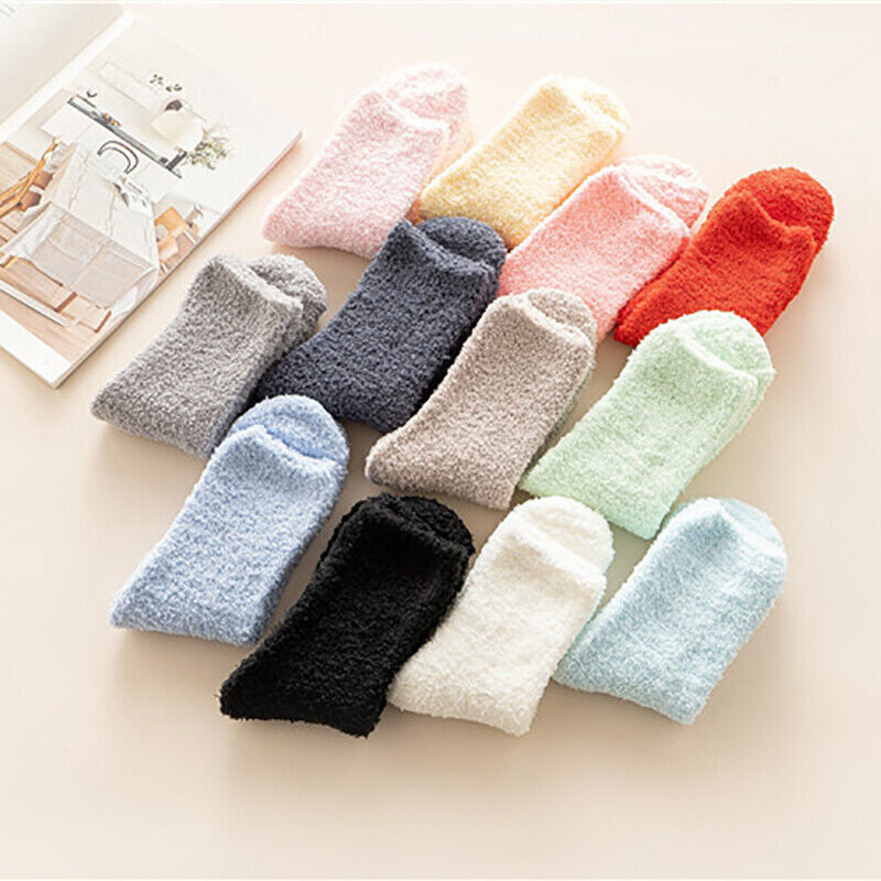 6Pairs Women Ladies Soft Fluffy Bed Socks Warm Lounge Slipper Fleece Sock Winter