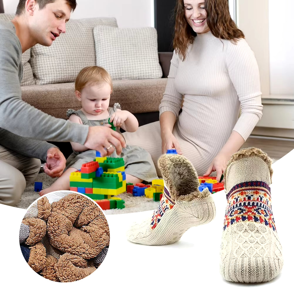 Indoor Winter Floor Socks Women Men Slippers Socks Home Bedroom Sleeping Socks Non-Slip Knitted Fleece Warm Carpet Couple Socks