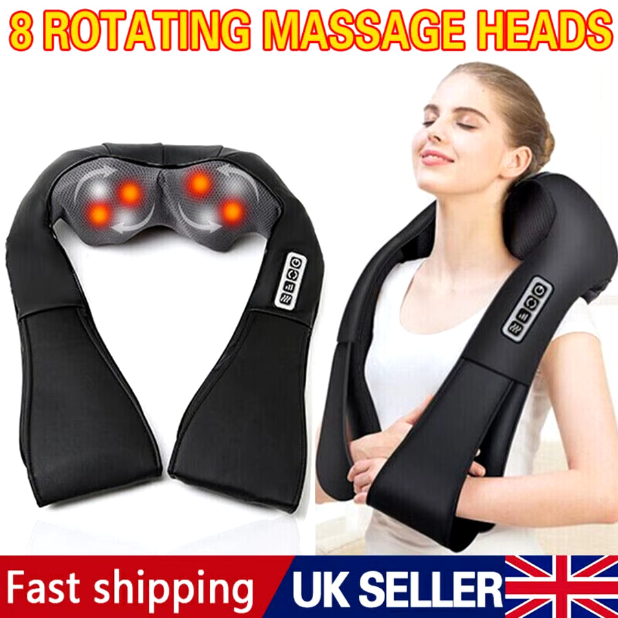 Neck Shoulder Electric Shiatsu Back Massager with Heat Kneading Body Car Home UK