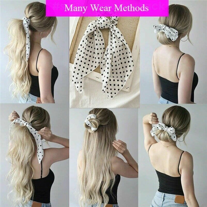 Floral Scrunchies Scarf Hair Bow Ponytail Elastic Boho Hairband Rope Ribbon Ties