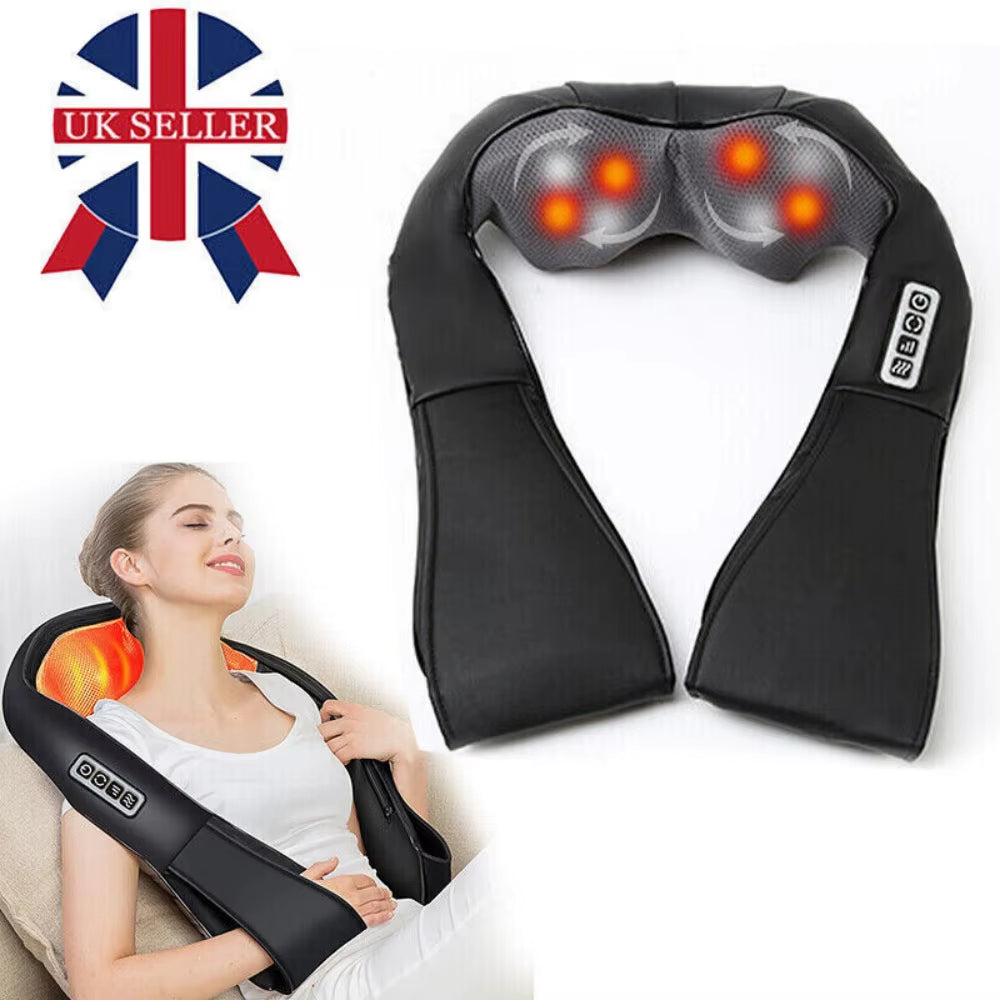 Neck Shoulder Electric Shiatsu Back Massager with Heat Kneading Body Car Home UK