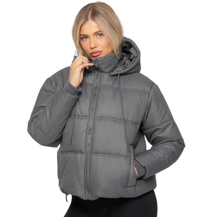 Enzo Womens Puffer Jacket Ladies Winter Warm Hooded Padded Zip Coat