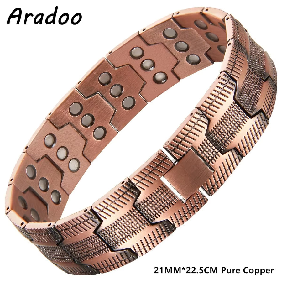 Pure Copper Bracelet for Men Ultra Strength Magnetic Therapy Cross Link Bracelets Jewelry Gifts