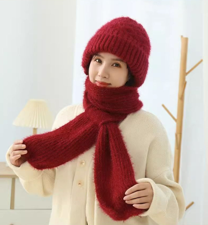 Integrated Ear Protection Windproof Cap Scarf Knitting Thickening Hat Winter UK