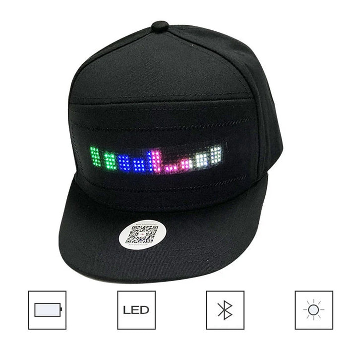 Fashion Luminous Scrolling Message Display Board LED Hip Hop Cap for Dance Mobile Phone APP Control Glowing Cap Gift