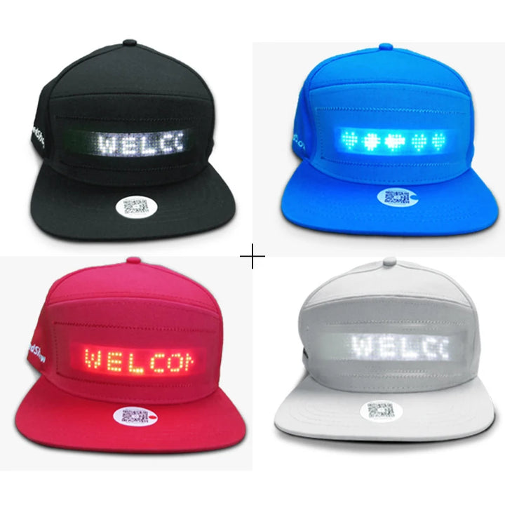 Fashion Luminous Scrolling Message Display Board LED Hip Hop Cap for Dance Mobile Phone APP Control Glowing Cap Gift