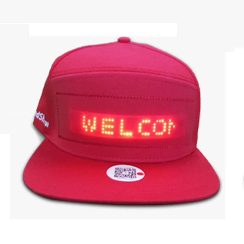 Fashion Luminous Scrolling Message Display Board LED Hip Hop Cap for Dance Mobile Phone APP Control Glowing Cap Gift