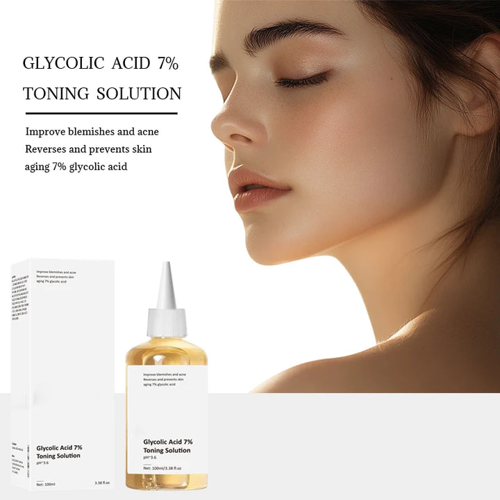 Face Skin Care 100ML Glycolic Acid 7% Toning Solution to Remove Acne and Moisturizing Skin Rejuvenating Deep Hydration