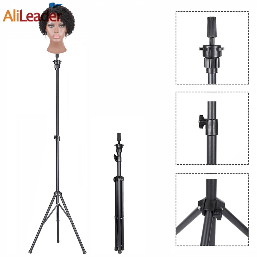 150Cm Black Wig Stand Tripod Adjustale Wig Tripod Wig Stand Mannequin Head for Wig Head Stand for Making Wig Tete De Perruque