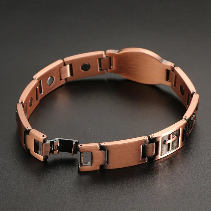 Pure Copper Bracelet for Men Ultra Strength Magnetic Therapy Cross Link Bracelets Jewelry Gifts