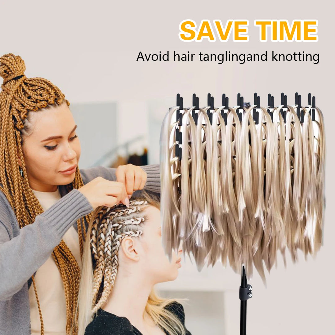 144 Pegs Hair Braiding Rack 2 Sided Comb Clip Set Hair Racks for Braiders Standing Height Adjustable Braid Rack Holder Braiders