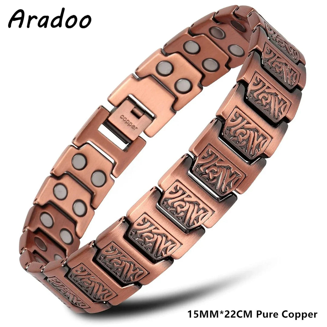 Pure Copper Bracelet for Men Ultra Strength Magnetic Therapy Cross Link Bracelets Jewelry Gifts