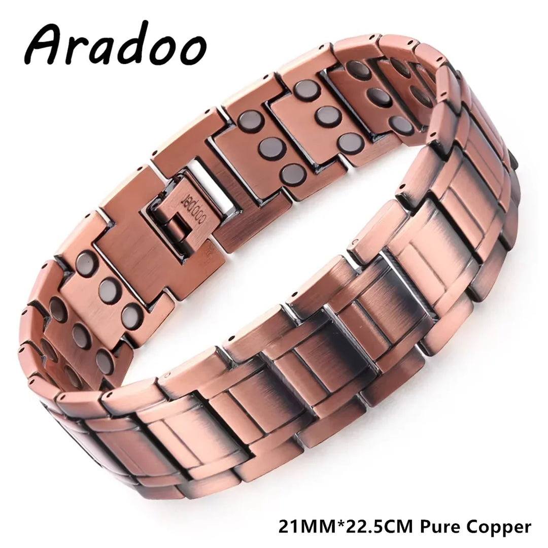 Pure Copper Bracelet for Men Ultra Strength Magnetic Therapy Cross Link Bracelets Jewelry Gifts