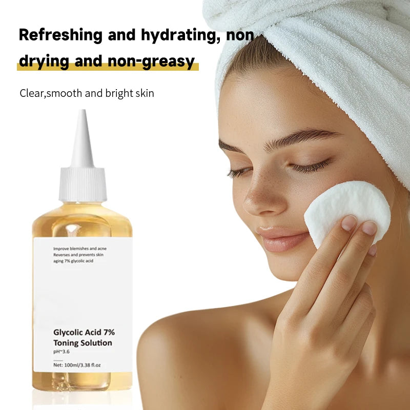 Face Skin Care 100ML Glycolic Acid 7% Toning Solution to Remove Acne and Moisturizing Skin Rejuvenating Deep Hydration