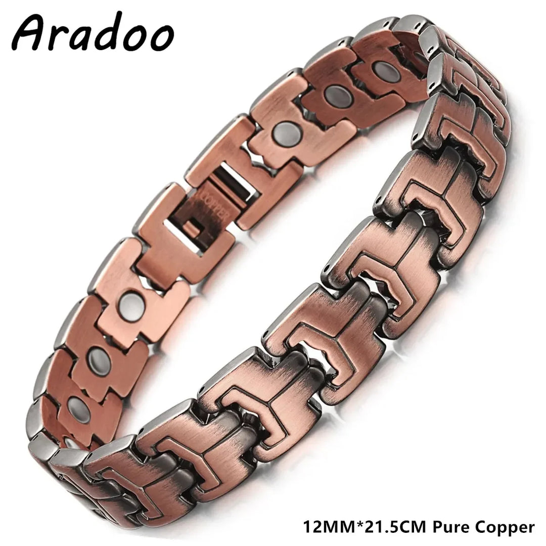 Pure Copper Bracelet for Men Ultra Strength Magnetic Therapy Cross Link Bracelets Jewelry Gifts