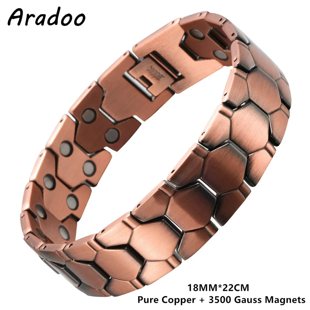 Pure Copper Bracelet for Men Ultra Strength Magnetic Therapy Cross Link Bracelets Jewelry Gifts