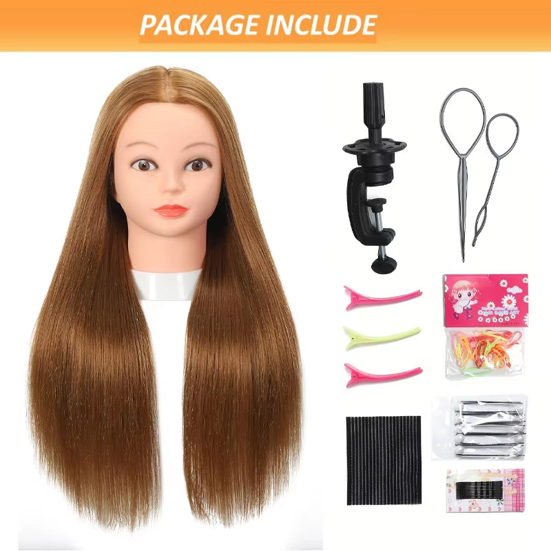 Mannequin Head with 70% Real Hair Straight Human Hair Manikin Doll Head for Hairdressing Training and Practice