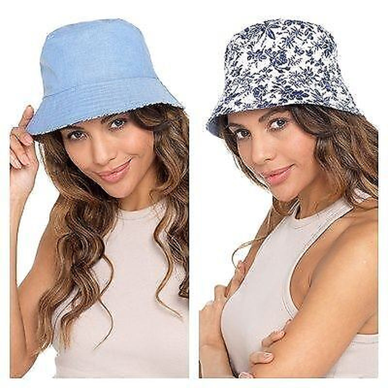 LADIES LIGHT DENIM BLUE BUCKET HAT SUN PROTECTION SUMMER BEACH FESTIVAL FISHING