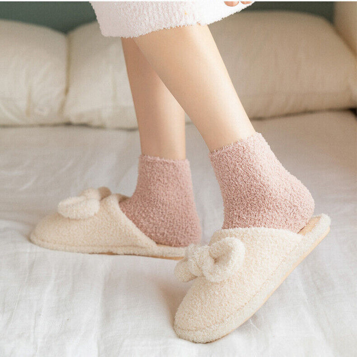 6Pairs Women Ladies Soft Fluffy Bed Socks Warm Lounge Slipper Fleece Sock Winter