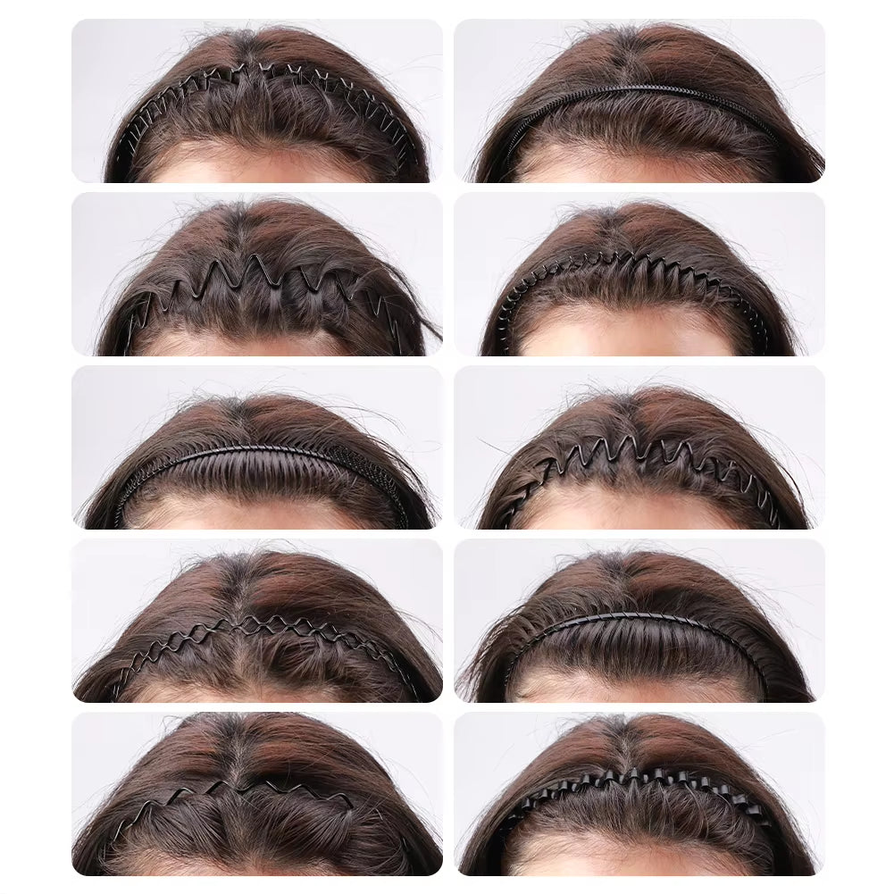 10 Pcs Headband and 10 Pcs Hairband Men Women Face Washing with Hairband Adjustable Wavy Spring Headband Set