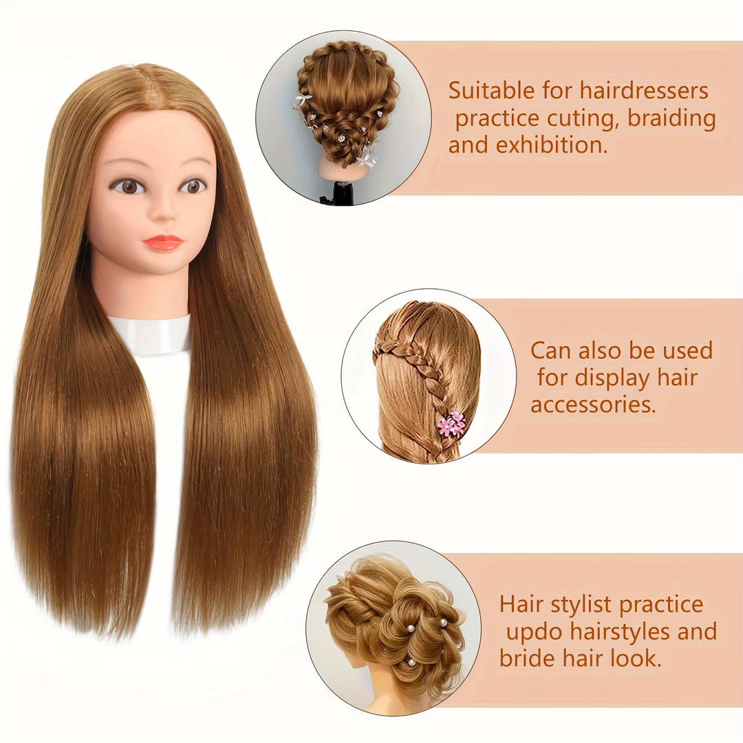 Mannequin Head with 70% Real Hair Straight Human Hair Manikin Doll Head for Hairdressing Training and Practice