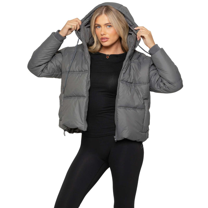 Enzo Womens Puffer Jacket Ladies Winter Warm Hooded Padded Zip Coat