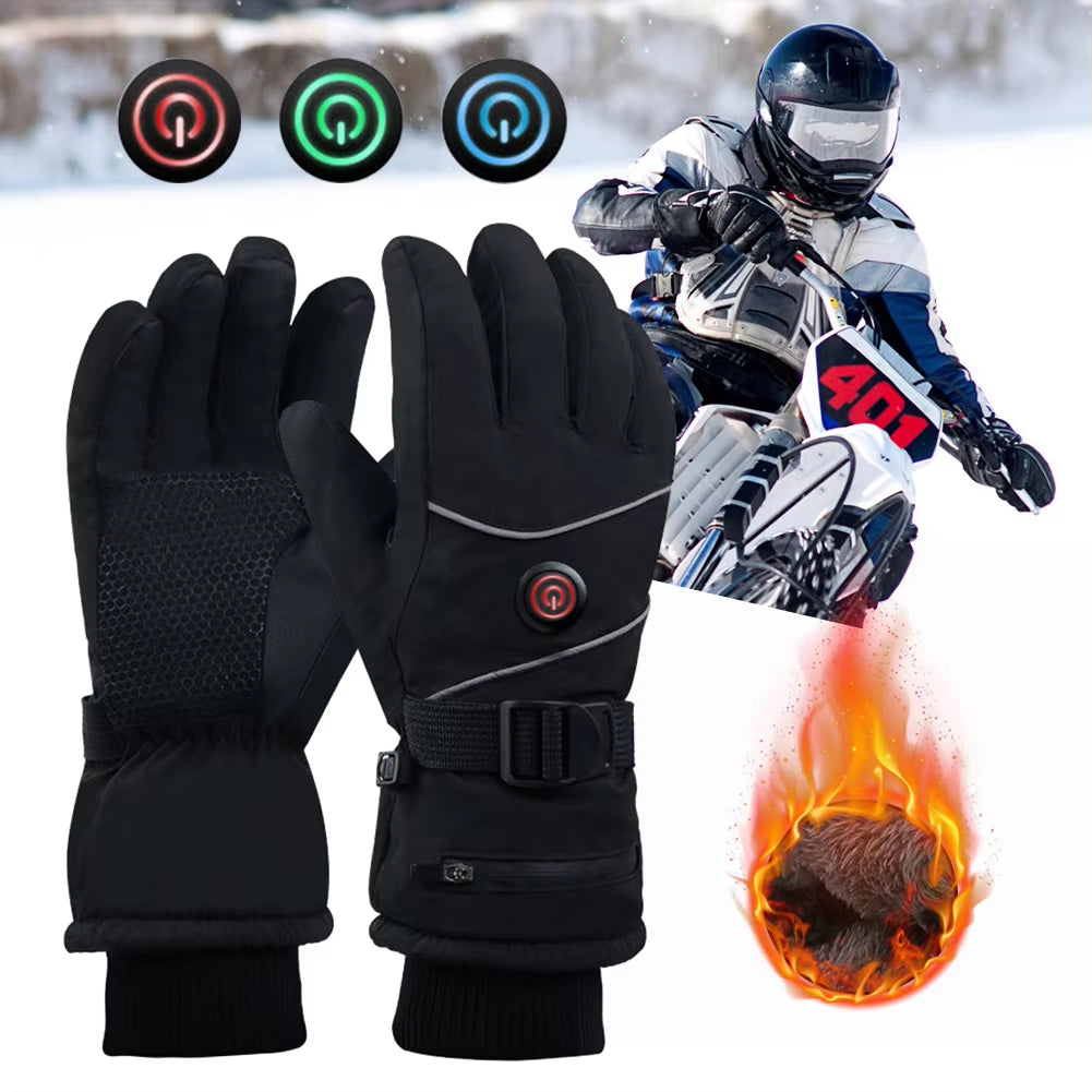 Outdoor Winter Gloves Hand Warmer DC Rechargeable Heated Gloves Touchscreen Waterproof Thermal Gloves for Women Men Ski Hiking